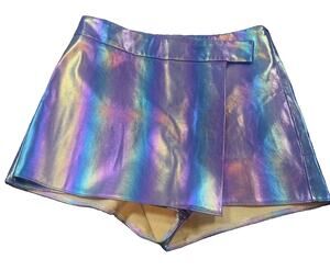 Sincerely Ours Always Mini Skort Women’s M Holographic Iridescent Metallic Y2K